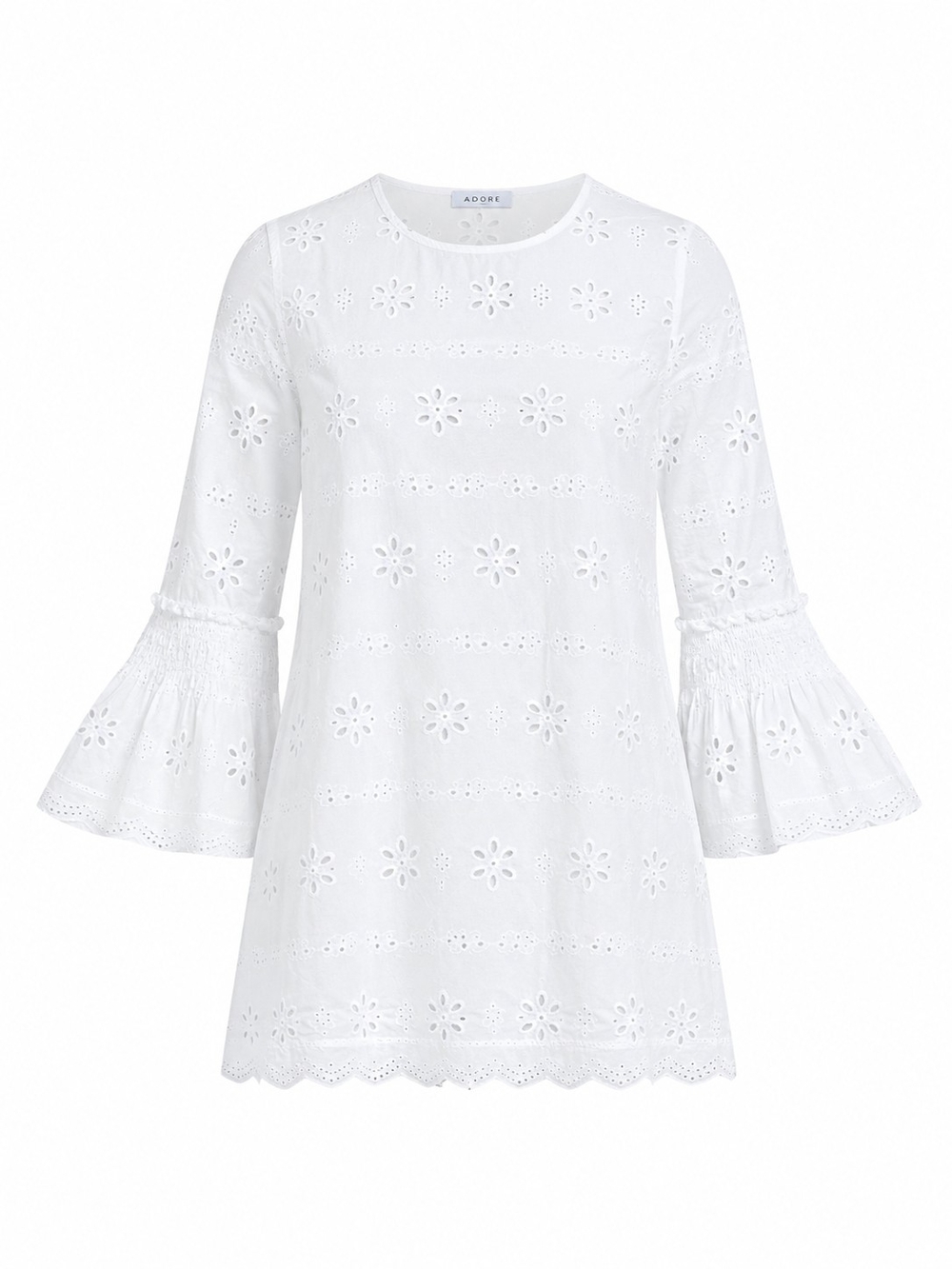 Adore White Eyelet A-Line Bell-Sleeve Tunic